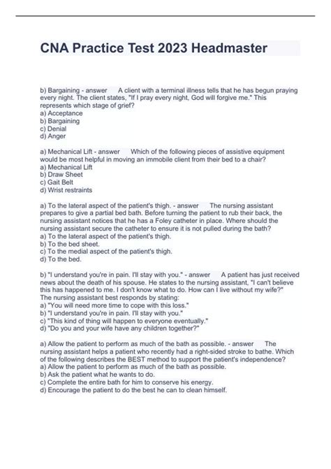 CNA Practice Test 2023 Headmaster Questions with solutions 2023 - CNA ...