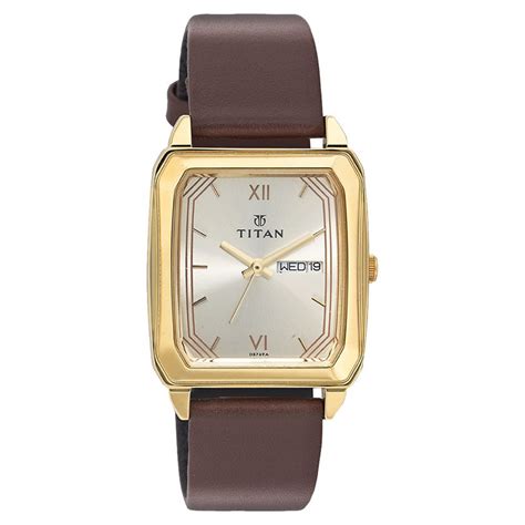 Buy Online Titan Quartz Analog with Day and Date Champagne Dial Watch ...