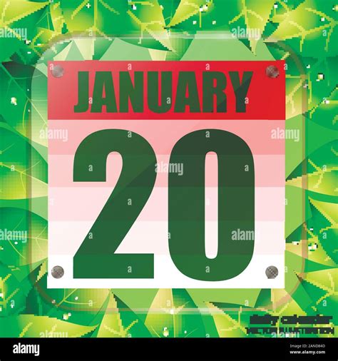 January 20 icon. For planning important day with green leaves. Banner ...