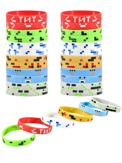 12pcs Miner Party Set 24 Pixel Theme Bracelet Adult Miner Bracelet ...