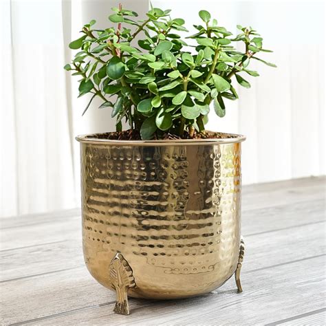 BEHOMA Metal Hammered Planter for Home Decor | Decorative for Indoor ...