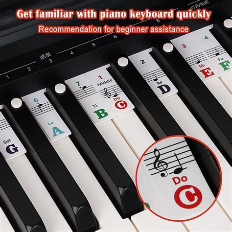 Buy Removable Piano Keyboard Note Labels Reusable Silicone Piano ...