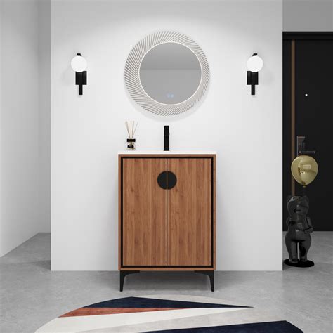 24 Inch Bathroom Vanity Base With Basin,Modern Bathroom Cabinet With 2 ...