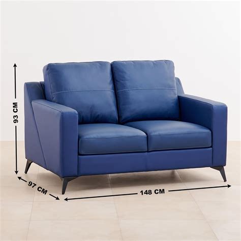 Buy Madison Half Leather 2-Seater Sofa - Blue from Home Centre at just ...