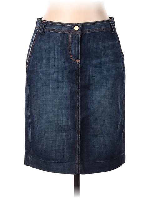 J.Crew 100% Cotton Solid Blue Denim Skirt Size 6 - 66% off | thredUP