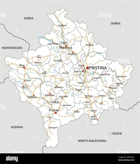 High detailed Kosovo road map with labeling Stock Vector Image & Art ...