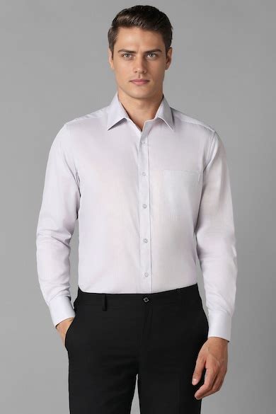 Buy Men Grey Classic Fit Textured Full Sleeves Formal Shirt Online ...