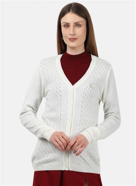 Buy Women White Self Design Cardigan Online in India - Monte Carlo