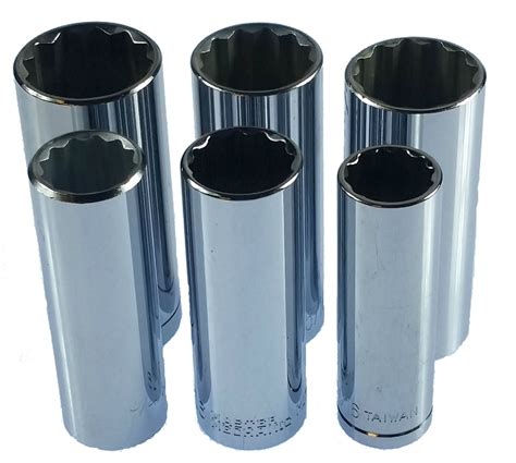 6pc 1/2" Dr. SAE 12pt Deep Well Socket Set 1" 15/16" 1-1/16" 13/16" 3/4 ...