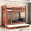 STRATA FURNITURE Solid Sheesham Wood Bunk Bed With Trundle Wooden Bunk ...