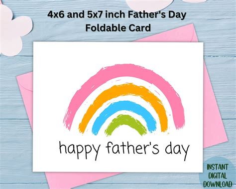Father's Day Printable Card Rainbow Dad Card for Fathers Day Granddad ...