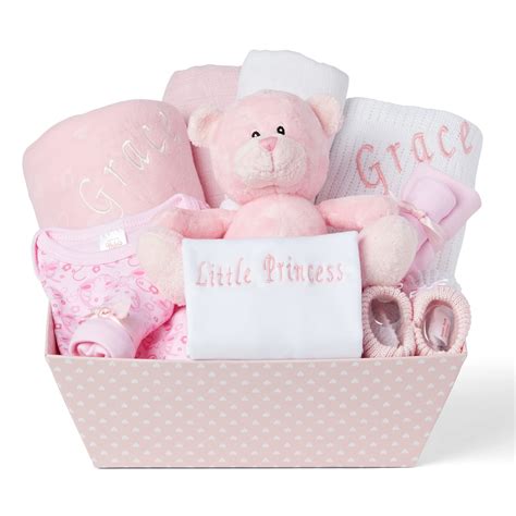 Baby Box Shop Personalised Baby Gift Set - 12 Baby Girl Essentials with ...