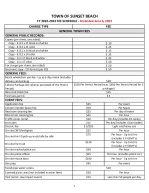 Fillable Online Fee Schedule - Town of Sunset Beach Fax Email Print ...