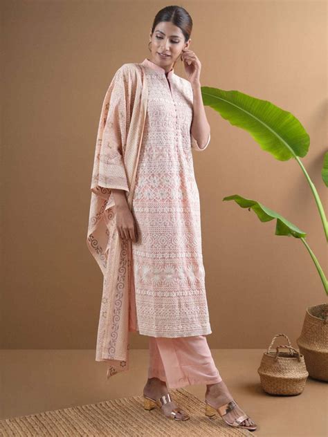 Buy AMAIRA Pink Embroidered Georgette Suit Set - 6731-XXL | Libas ...