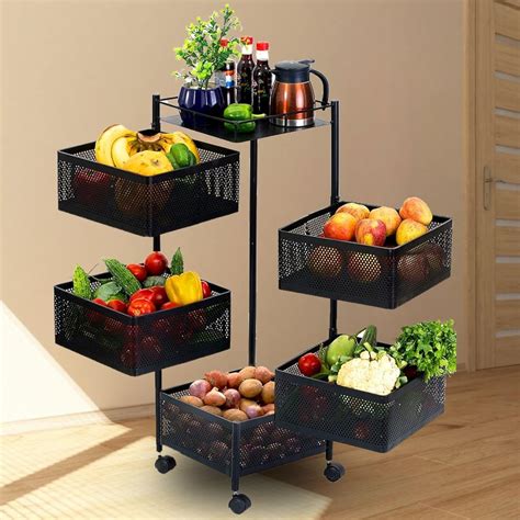 TNT THE NEXT TREND 5 Layer Multi-Purpose Metal Rotating Kitchen Trolley ...