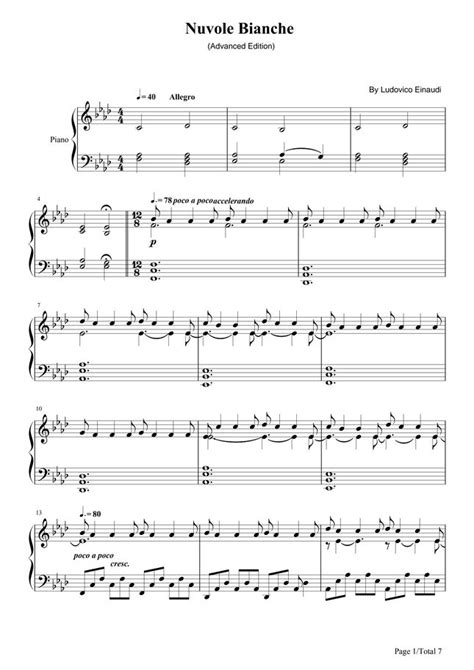 Ludovico Einaudi - Nuvole Bianche,Ludovico Einaudi,Piano Solo Sheet ...