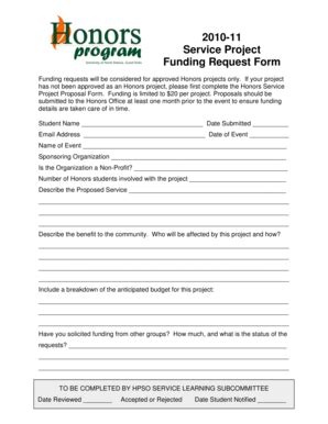 Fillable Online und 2010-11 Service Project Funding Request Form Fax ...