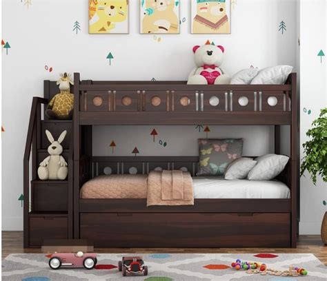 Dcraftive Solid sheesham Wooden Bunk Bed with Box Storage Wooden Double ...