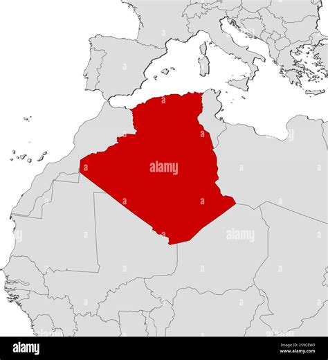 Map of Algeria and nearby countries, Algeria is highlighted in red Stock Vector Image & Art - Alamy