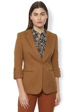 Buy Women Brown Solid Blazer Online - 648925 | Van Heusen