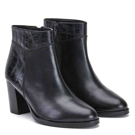 Saint Alexa Black Croco Embossed Leather Ankle Boots – SaintG India
