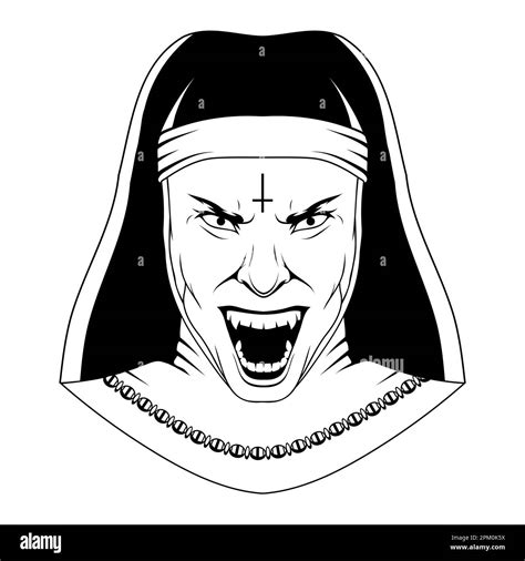Evil nun. Vector illustration sketch of halloween costume possessed by ...