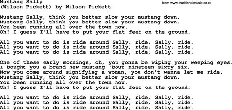 Bruce Springsteen song: Mustang Sally, lyrics