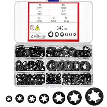 wugongshan 340 Pcs Internal Tooth Starlock Locking Washers, Push On ...