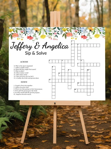 Wildflower Custom Wedding Crossword Puzzle Template - Etsy | Wedding ...