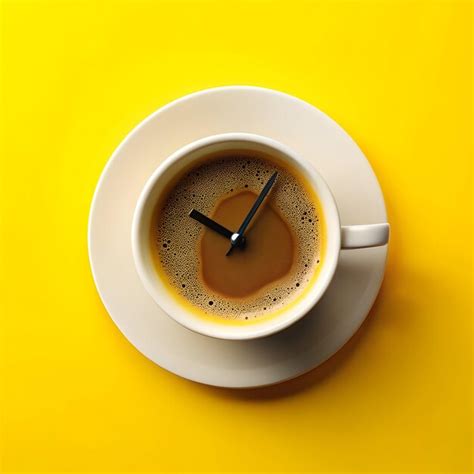 Coffee clock on yellow background on white background | Premium AI ...