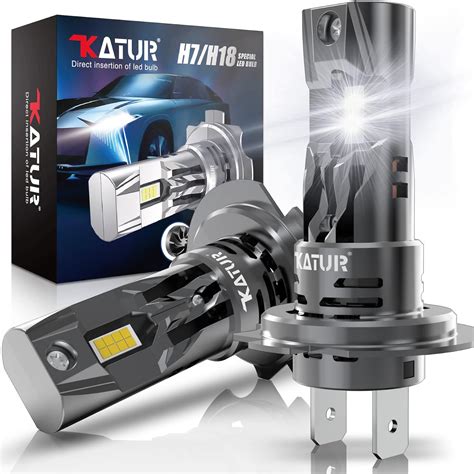 KATUR H7 LED Headlight Bulbs, 800% Brightness 32000LM 6000K Xenon White ...