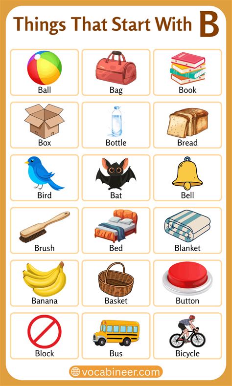 250 Things Starting with B Letter in English