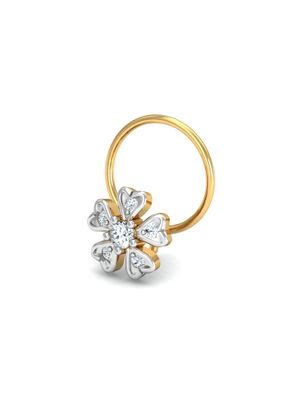 Buy KuberBox 14K Cinquefoil Diamond Nose Pin for Women and Girls Online