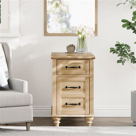 Amazon.com: WAMPAT End Table with Charging Station, Wood Side Table ...