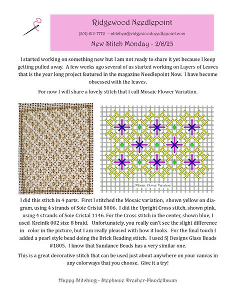 New stitch Monday Archives - Ridgewood Needle Point