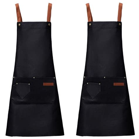 2 Pack Aprons Kitchen Water Resistant Bib Cooking Apron for Men Women ...