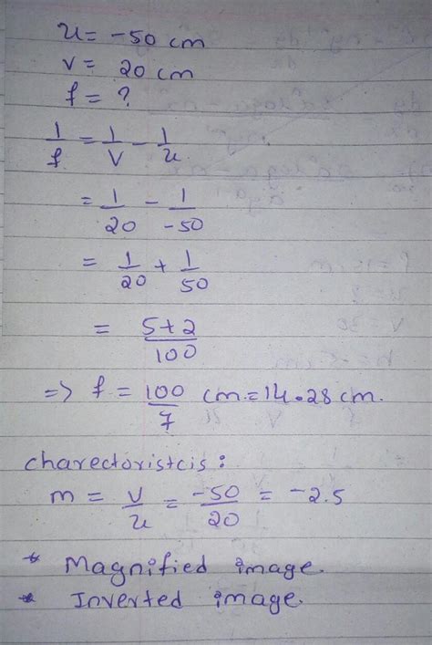 An object is placed at a distance of 50cm from a concave lens. The ...