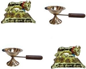 Adhvik Combo Of 2 Pcs Kamdhenu ( No 1 ) Brass Cow with Calf For With 2 ...