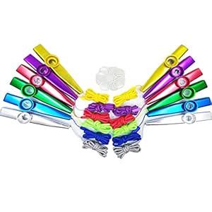 Fartime 18Pcs Metal Kazoos With Lanyards,With 20Pcs Kazoo Flute ...