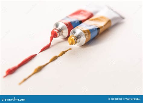 Two Different Tubes with Watercolor Paint Stock Photo - Image of artist ...