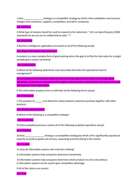 ITA Asssignment - q/a - 1 - A(n) _______________ strategy is a ...