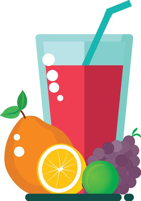 Fruit juice with bunch of fruit flat style clip art vector image ...