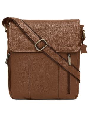 Buy WILDHORN Classic Genuine Leather Brown Solid Sling Bag for Men Online