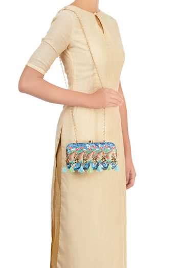 Buy Multi Color Flower Print Multicolored Clutch by Puneet Gupta Online ...