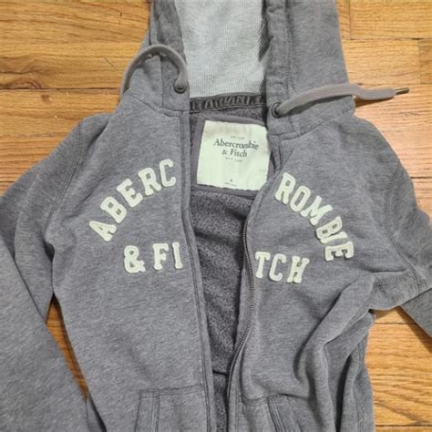 Abercrombie & Fitch M Gray Zip Up Hoodie Vintage Y2k... - Depop