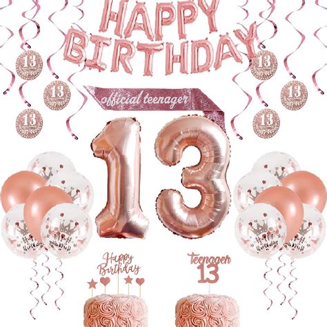 Buy 13th Birthday Decorations for Girls - 26pcs Rose Gold 13th Birthday ...