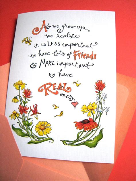 Friendship Quote Card Best Friend Card by PattieJansen on Etsy