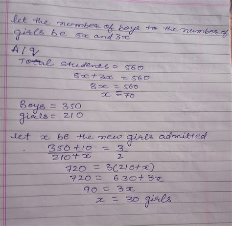 the ratio of the number of boys to the number of girls in a school of ...