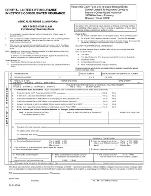 Fillable Online Return this Claim Form and Itemized Medical Bill to ...