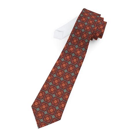 Necktie, Maroon Spanish Tile Pattern - Men's Fashion Accessory, Summer ...
